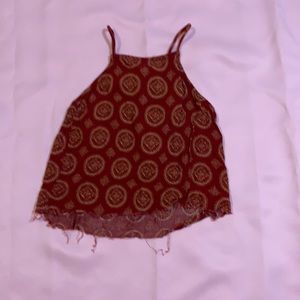 distressed high neck crop tank!!